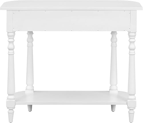 Miniatura 26 de Polibi Mesa consola curvada retro con estante de estilo abierto y 4 cajones superiores, mesa de entrada de media luna de 52 pulgadas de ancho con