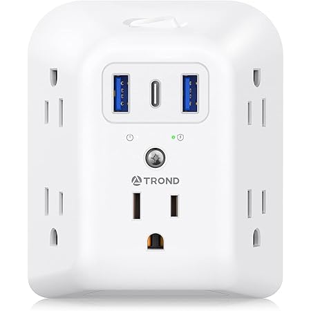 Amazon.com: Surge Protector Outlet Extender - TROND 5 Outlet Splitter ...