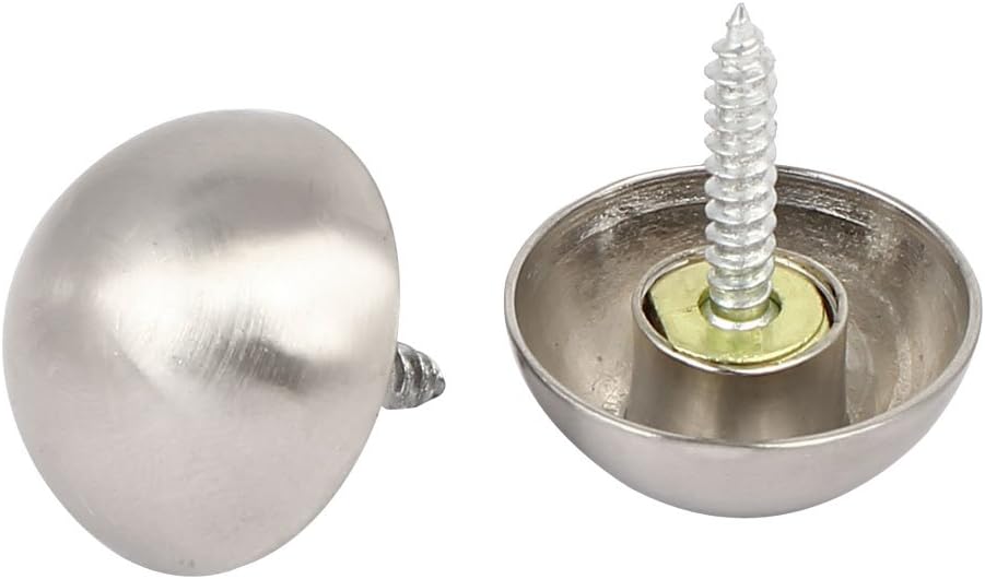 23mm Dia Quality Parts Head Metal Semicircle Screw Type Glass Mirror Nail Silver Tone 10pcs Model:99as637qo748