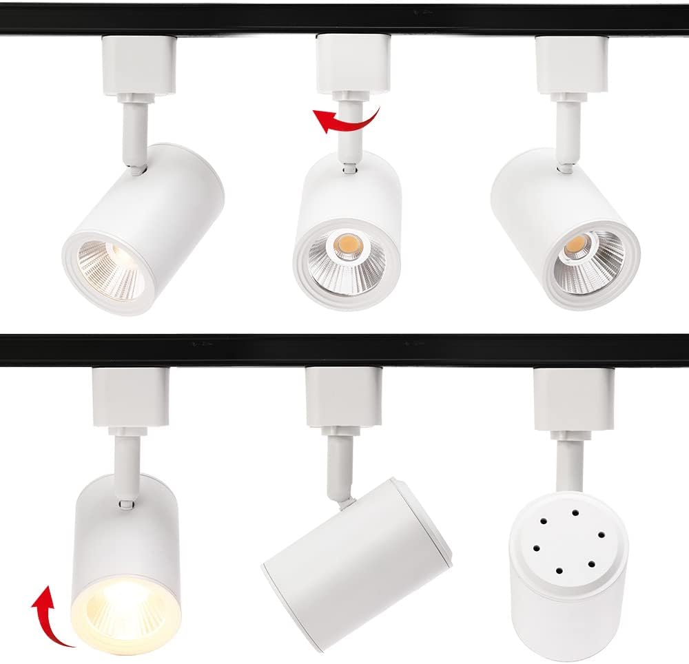 Lmaadri 12W Track Lighting Heads, LED Dimmable H Type Track Lighting fixtures,3-Color Selectable 3000K-4000K-6000K for Kitchen Accent, Art Exhibition Lighting, Flicker Free CRI90+ (White 8 Pack)