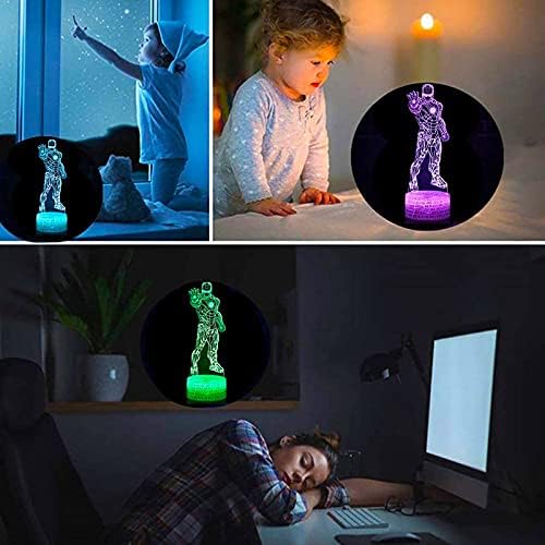 Spiderman Night Light for Kids Iron Man Superhero 3D Illusion Lamp with Remote & Smart Touch, 7 Colors Changing Bedside Lights for Boy Bedroom Decor Christmas Birthday Gifts for Marvel Fans