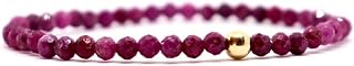 RRJEWELZ Natural Ruby 3-3.5mm Round Shape Faceted Cut Beads Stretchable Bracelet For Men & Women. Unisex Bracelet For Heal... Price In India