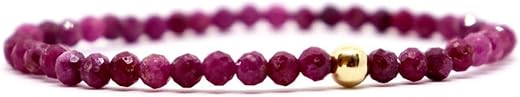 RRJEWELZ Natural Ruby 3-3.5mm Round Shape Faceted Cut Beads Stretchable Bracelet For Men &amp; Women. Unisex Bracelet For Heal...