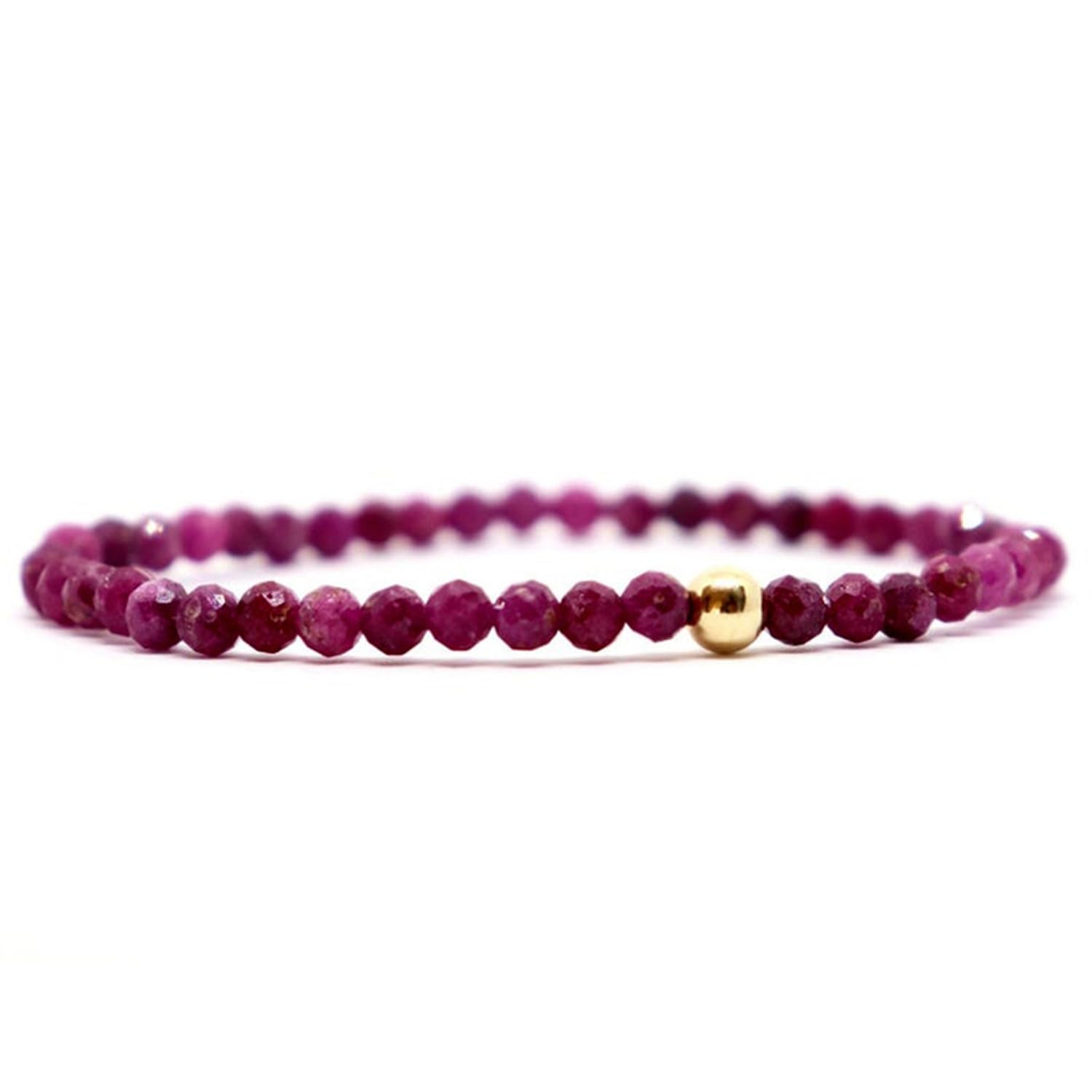 RRJEWELZ Natural Ruby 3-3.5mm Round Shape Faceted Cut Beads Stretchable Bracelet For Men & Women. Unisex Bracelet For Heal... - Review, Price and Buying Guide