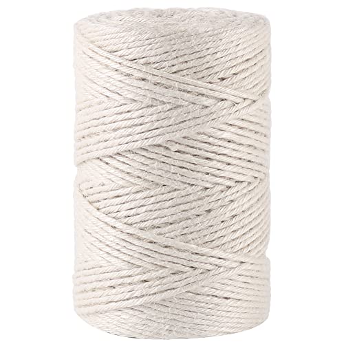 Vivifying 3mm White Twine, 328 Feet 3Ply Natural Jute Twine String for Crafts, Wedding Decoration, Arts, Gift Wrapping, Packing and Hanging