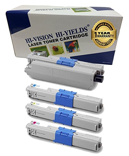 HI-VISION 4 Pack Compatible Okidata C330 (44469801,44469703,44469701,44469702 /Type C17) Black/Color Combo Set for Oki C330dn,C331dn,C530dn,C531dn,MC361,MC362W,MC561,MC562w,MC890,MC950,MC950 MFP