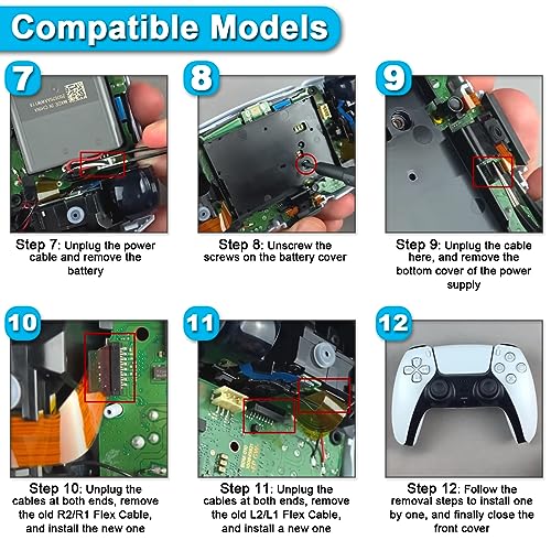 ZHUROUPU R2 L2 L1 R1 for PS5 BDM-020 のための for playstation 5 のための屈曲ケーブルの取り替え for PS5 Dualsefor NSe のコントローラーのためのコントローラーの Haptic の制動機のリボン ケーブルの取り替え（2 組の）