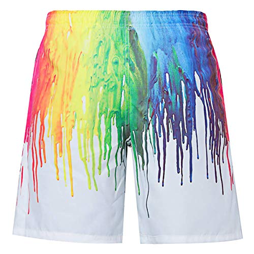 Lovekider Boys Swim Trunks Quick Dry Casual Board Shorts Elastic Waist 3D Print Paint Summer Surf Beach Pants With Mesh Lining 7-8T #TOP1