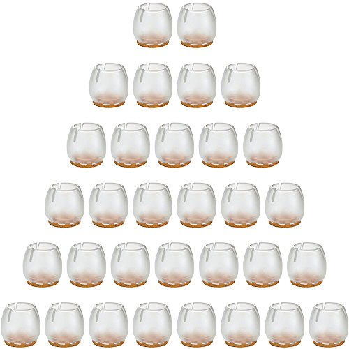 Anwenk 1” Chair Leg Floor Protectors for 1 to 1-3/16 Inch Round Chair Legs, Silicone Small Chair Leg Caps Best Chair Leg Tips, Color Black,16 Pack (1 to 1-3/16 Inch |32Pack| White)