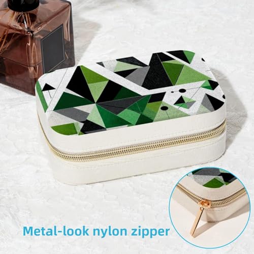 Organiseur de rangement de bijoux vert au design géométrique élégant