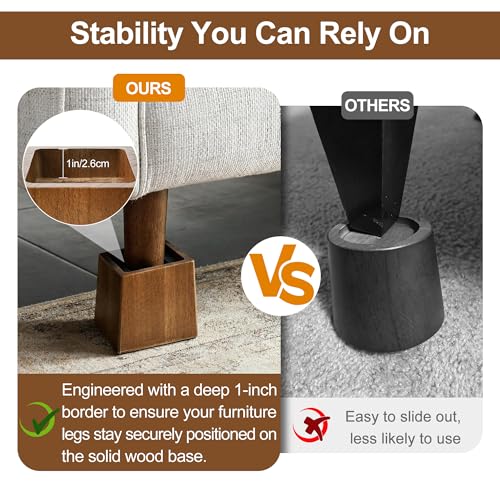 OYMVEKIK Wooden Bed Risers 4 Inch Heavy Duty, Support 2500 lbs, Brown by OYMVEKIK - Used condition - Image 6