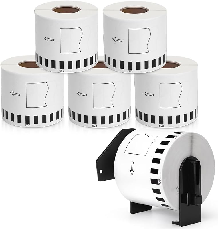 Compatible with Brother DK-2205 (2.4" X 100 Ft.) Label for Printer QL-810W | 6 Rolls + 1 Frame, Work with QL-700 QL810W QL-820NWB, 62mm x 30.48m, MarkDomain DK 2205 dk2205 Continuous Labels Paper Tape