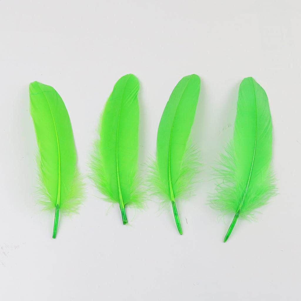 50 Pcs Beautiful Natural Goose Feather Scrapbooking Embellishment 5-8 Inch for DIY Craft Sewing Dressmaking - 14 Colors, for Wedding Party Home Decor - Light Green