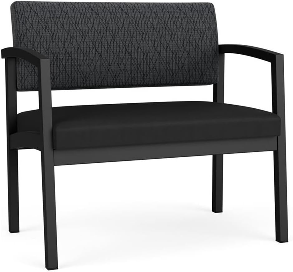 Lenox Steel Reception Waiting Bariatric Chair/Black Steel/Dark Gray