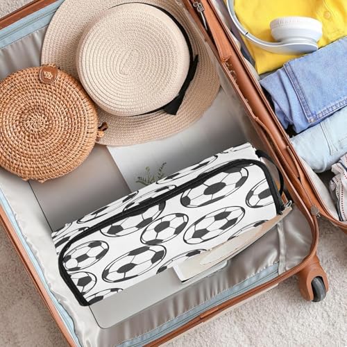 Bolso organizador de viaje y tapete resistente al calor para herramientas de cabello Cartoon Football miniatura 7