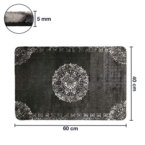 deco-mat Fußmatte Orient (40 x 60 cm, Schwarz) - rutschfeste und waschbare Fußmatte für außen/innen - saugstarke… – Bild 3