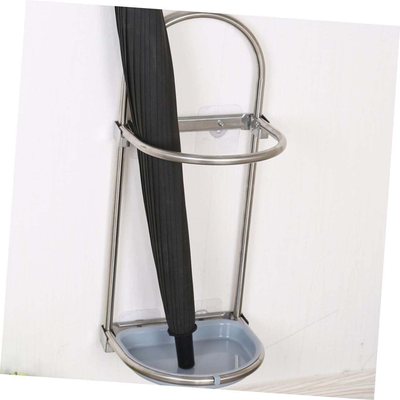 HANABASS Supporto Portaombrelli da Parete Pieghevole in Acciaio Inossidabile Organizer Multiuso per Ingresso Casa Design Compatto Argento e Azzurro