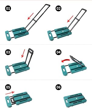 Multifunction Portable Folding Hand Truck, Flatbed Luggage Cart for Travel, Adjustable Lengthen Chassis, Black