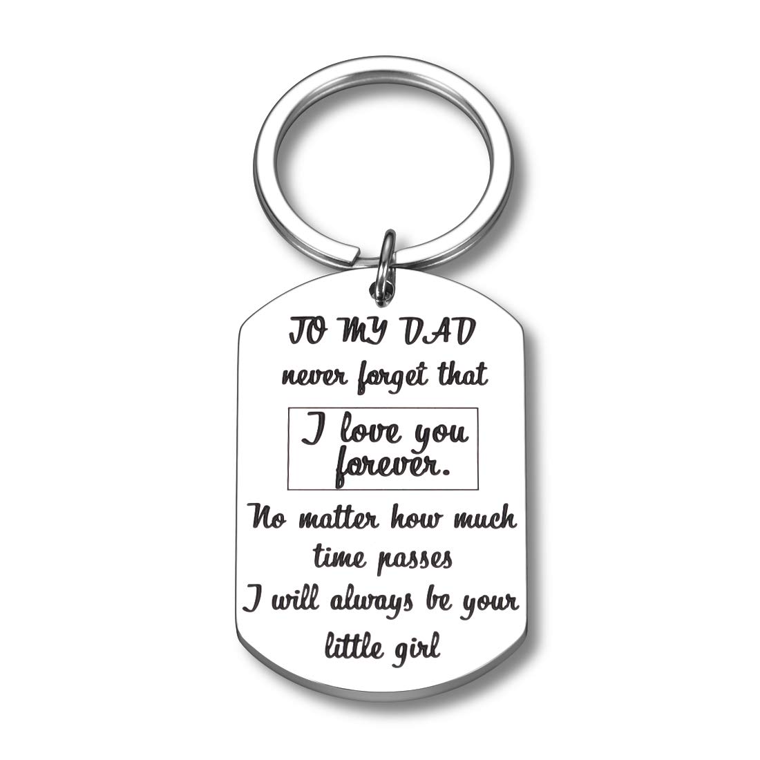 Fathers Day Gift Keychain for Dad from Daughter Valentine Birthday Gift for Daddy Papa Father Stepdad Christmas Wedding Gift for Father of the Bride New Dad Husband Keyring for Him Men, Silver, S