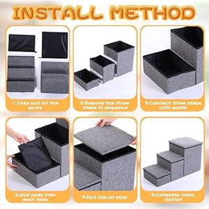   2-Set-Dog-Stairs-for-Small-Dogs-161-h-Dog-Steps-for-High-Beds-3-Steps-Foldable-Stairs-with-Storage-for-Couch-Sofa-and-Chair-Non-Slip-Balanced-Dog-Indoor-Step-Cat-Dog-Ramp-Hold-up-to-165-Lbs