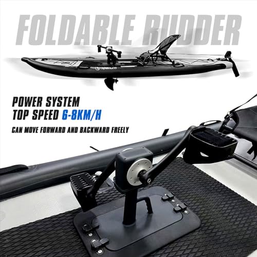 Spatium Inflatable Pedal Fishing Inflatable Kayak Pedal Boat Sit on Top Pedal Drive Fishing Kayak for Adults One Person Suitable for Rivers,Oceans,Lakes,Black Color - Thumbnail 4