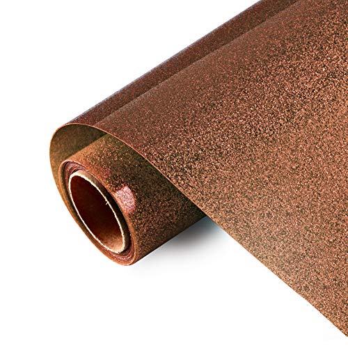 Viewmoi Glitter HTV Iron on Vinyl 10inch x 5feet Roll for Silhouette and Cricut Easy to Cut & Weed Heat Transfer Vinyl DIY Heat Press Design for T-Shirts (Brown)