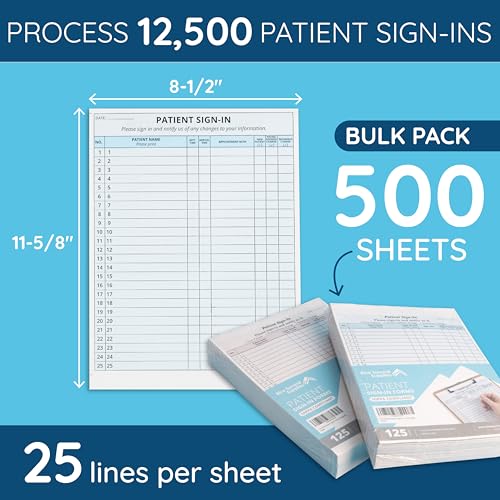Image of Blue Summit Supplies 500 Patient Sign in Sheets, Carbonless 3 Part Forms with Peel Away Adhesive Labels, HIPAA Compliant for Privacy in Doctor, Medical, Dental Office, Blue, 500 Pack