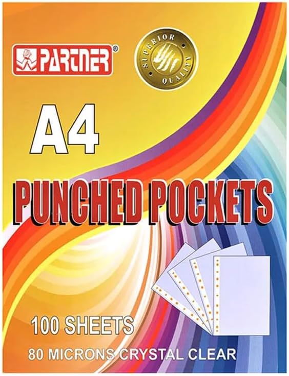 Partner A4 Punched Pocket Clear PT-8C100 100 Pieces