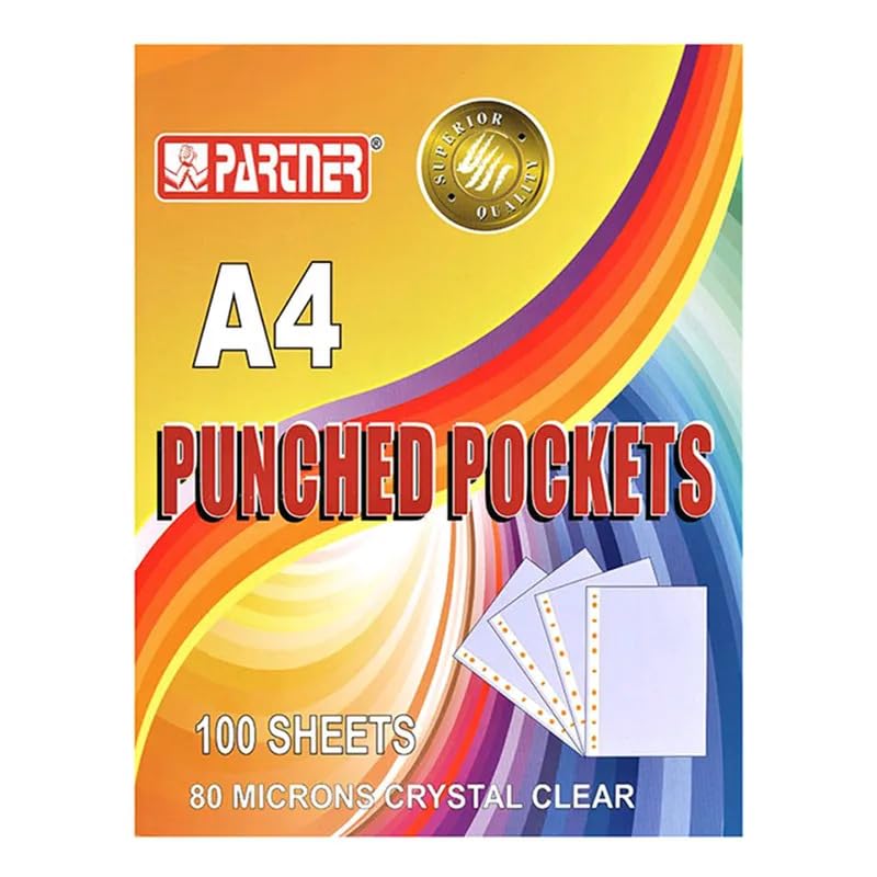 Partner A4 Punched Pocket Clear PT-8C100 100 Pieces
