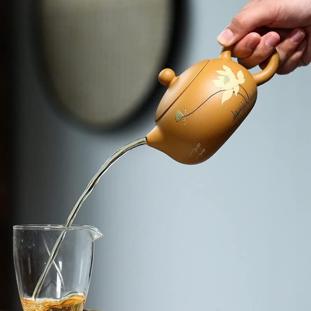 Set da tè Cinese Gongfu, teiera Portatile da 330 ml, teiere Viola, Sezione Minerale Grezzo, Fango Xishi, teiera, bollitore per la casa con Loto