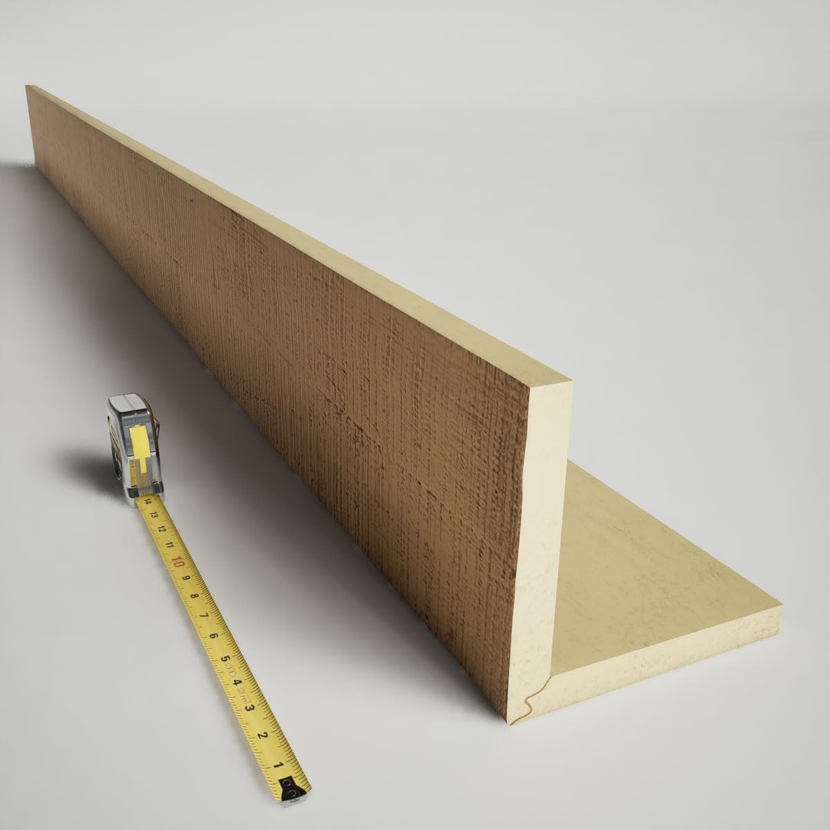 Timberthane Rough Cedar Faux Wood Beam, 2-Sided (L-Beam), 6"W x 12"H x 96"L, Buttercream Finish