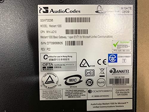 AudioCodes Mediant 1000 Basic Gateway, 1 Span E1/T1 Router for Microsoft Unified Communications