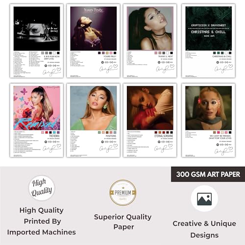Image of Flybuy Hub Wall Art Posters, 20x30 cm (A4), Self-Adhesive, F-1 Racing Design for Bedroom, Living Room, Office (Ariana Grandee)