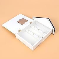 Vista 5 de Hemoton Caja de llaves de madera con cerradura montada en la pared, caja fuerte con diseño náutico de pájaro azul náutico, organizador de entrada