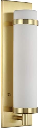 Progress Lighting Hartwick Collection - Aplique de pared de una sola luz de latón satinado, 18.00x5.00x5.00