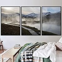 3 Piece Framed Canvas Wall Art Foggy Mountains Canvas Prints Home Artwork Decoration for Living Room,Bedroom - 16