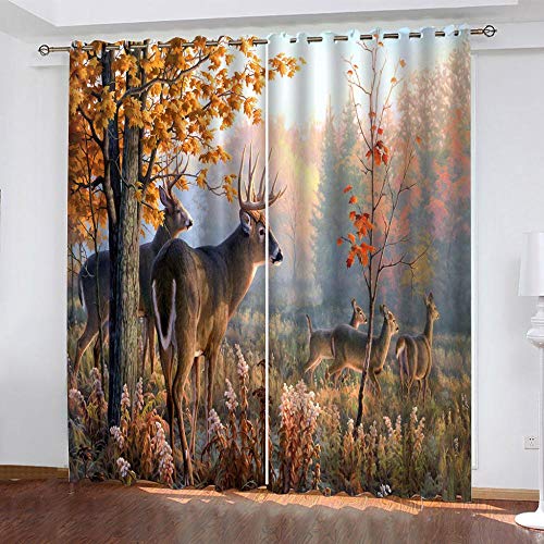 TFNIMB Rideaux Salon Occultants 200x160 cm Rideau Occultant Élan de forêt d'automne - Rideau Opaque et œillets - Rideaux Occultant Thermiques Rideau Lot de 2 pour Chambre Cover