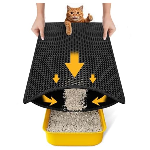 Cat Litter Mat Compact Size 23.6"x14.6" for Small Spaces, Upgrade Waterproof Leakproof Back Layer, Honeycomb Trapping Mat, Washable, Easy to Clean, Scatter Control Kitty Litter Matt, Black
