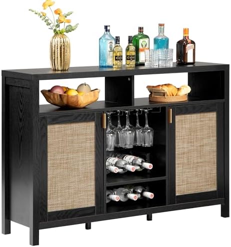 SICOTAS Rattan Coffee Bar Sideboard Buffet Cabinet