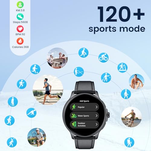 Catshin SMART WATCHES FOR MEN Smartwatch For Men Fitness Tracker: Black Smart Watches (Answer/Make Calls) 1.43’’ Amoled Touchscreen With Waterproof Heart Rate Blood Pressure Health Monitor Sport Pedometer Compatible Android Ios thumb #4