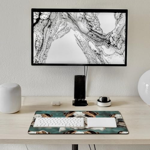 Mouse pad grande blanco con base antideslizante y borde cosido miniatura 7