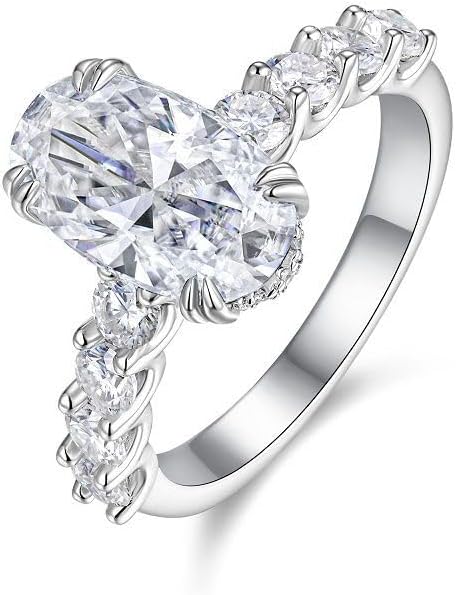 Shining Oval Moissanite Women Ring Gift 3ct 7x12MM Laboratory Diamonds Rings S925 Silver Eternal Jewelr