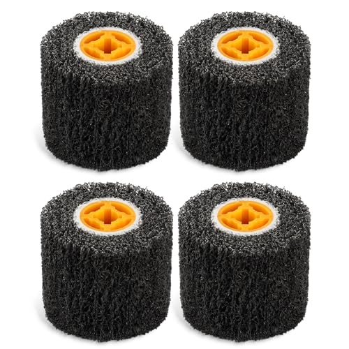 Rocaris 4 Pack Abrasive Drum Paint and Rust Remover, 40 Grit Abrasive Wheel Wire Drawing Polishing Wheel for Wood Metal Surface Polishing, 4.5" x 4"