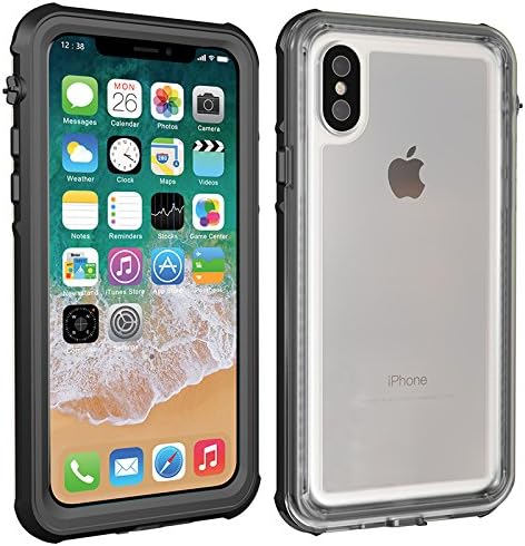iPhone X Waterproof Case, Waterproof Snowproof Dustproof Shockproof Heavy Duty Protection Underwater Cases for iPhone X IP68 Certified (Black)