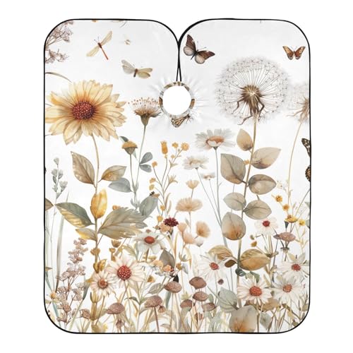 Takiito Watercolor Wildflowers Barber Cape for Men, Waterproof Haircut Cape Hairdressing Cape Beard Apron Cape for Salon Home Use, 55x65 in