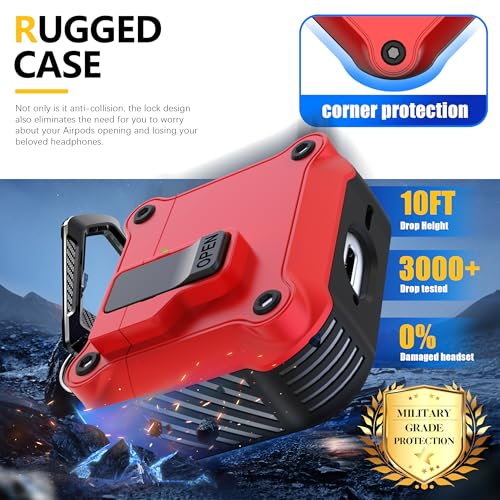 Image of RFUNGUANGO for AirPods 5 /4 Case (2026 /2024) with Lock, Red