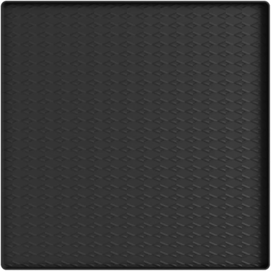 Waterproof Silicone Dog Bowl Mat Raised Border Spill Tray Non Food Mat Textured Surface Kitchen Accessory Suitable for Pet Feeding Station, Dark Gray Black, 60 50
