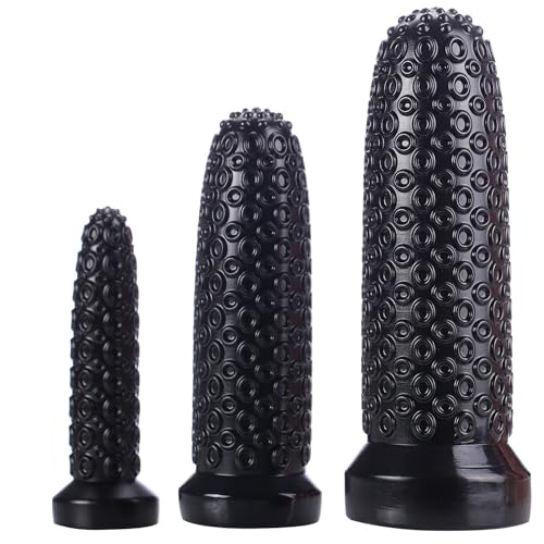 ROMANTICSI Puntello di massaggio in silicone ultra spesso e di grandi dimensioni, superficie granulare tentacolare fissa, durevole, diametro 40/65/75 mm,Nero,L