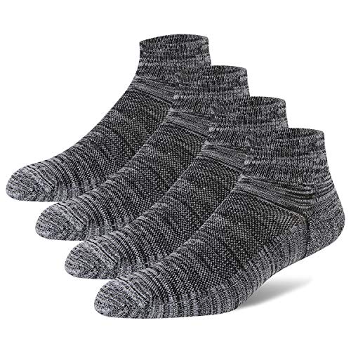 +Md Mens Bamboo Athletic Ankle Socks Extra Cushioned Running Quarter Socks With Seamless Toe 4Black10-13 #TOP17