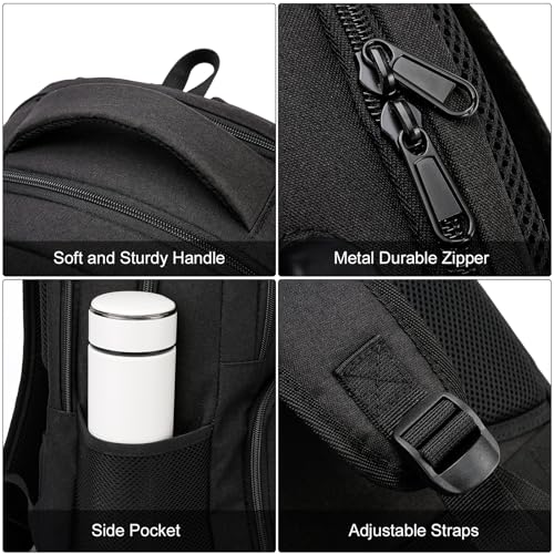 Backpack for Men and Women, Backpacks for School Teen Boys, Business Travel Water Resistant Sturdy 15.6 Inch Laptops Back Pack with USB Charging Port, College School Computer Bag Gift, Black3